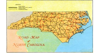 A vintage North Carolina road map